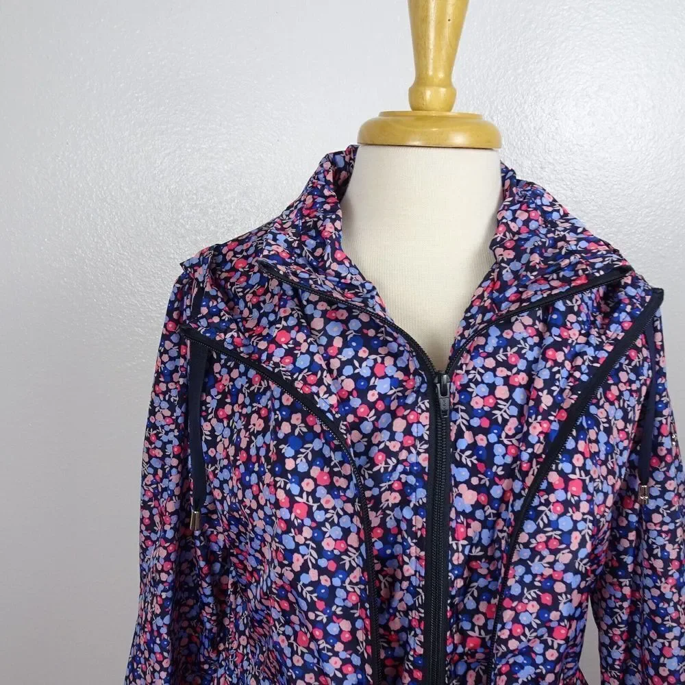 Kate Spade Packable Anorak Utility Jacket Park Ave Floral Double Zip NWT XS